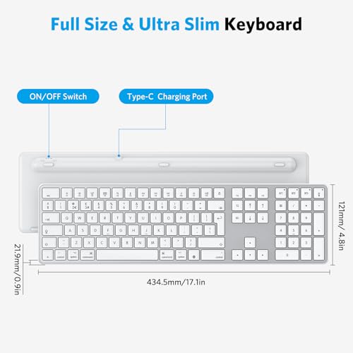 OMOTON Wireless Bluetooth Keyboard for Mac (MacBook Air/Pro/iMac/iMac Pro), Rechargeable Keyboard to Multi Devices, Silent Slim, with 3 Bluetooth channels for MacOS, QWERTY UK