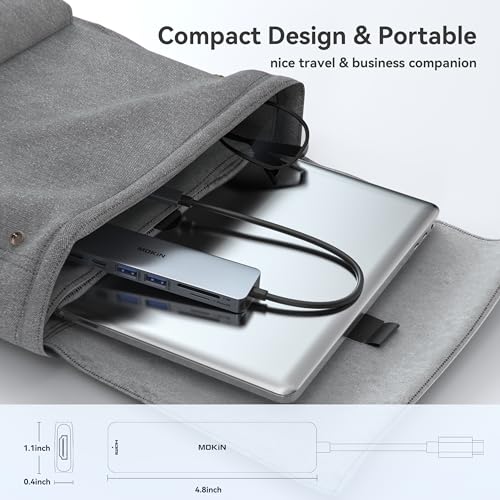 USB C Hub HDMI Adapter for MacBook Pro/Air, MOKiN 7 in 1 USB C Dongle with HDMI, microSD/SD Card Reader, USB C Data Port,100W PD, and 2 USB 3.0 Compatible for MacBook Pro/Air, Dell XPS, Thinkpad.