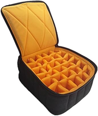 Essential Oil Carrying Case holds 30 bottles (10mL, 15mL and 30mL) 4inch high (Black with orange interior)