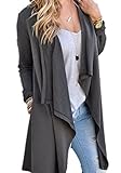 Poulax Women's Solid Knitted Open Front Long Trench Coat Cardigan, Size XXL=US 16, Gray