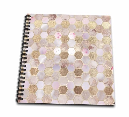 3dRose Abstract Trendy Rose Gold Geometrical Copper Marble Honey Comb Pattern W…