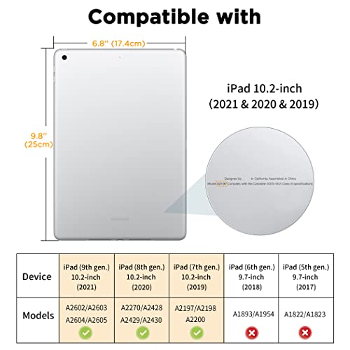 EasyAcc Case Cover Compatible with iPad 9th Generation / 8th and 7th Generation 10.2 Inch 2021 2020 2019 Model - Ultra Thin Transparent Back Case (Peacock Blue)