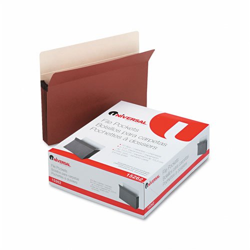 Universal 5-1/4-Inch Exp File Pockets, Letter Size, Redrope/Manila, 10/Box (15262)