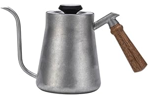 Gooseneck Kettle Stainless Steel Pour Over Coffee Pot for Thermometer Narrow Spout 650 mL 850 mL for Home Cafe Use(650ML Silv