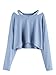 SweatyRocks Women's Tshirt Long Sleeve Casual Loose Crop Top T-shirt Blue