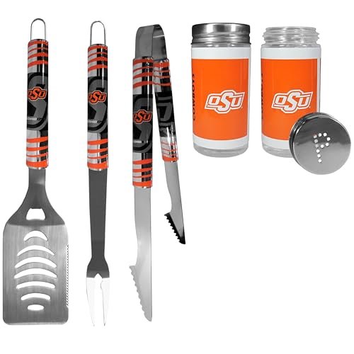 Siskiyou Sports NCAA Oklahoma State Cowboys 3pc Tailgate BBQ Tools w/Shakers, T…