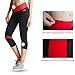 BALEAF Women's Yoga Running Workout Capri Legging Hidden Pocket Non See-Through Fabric Red Size S