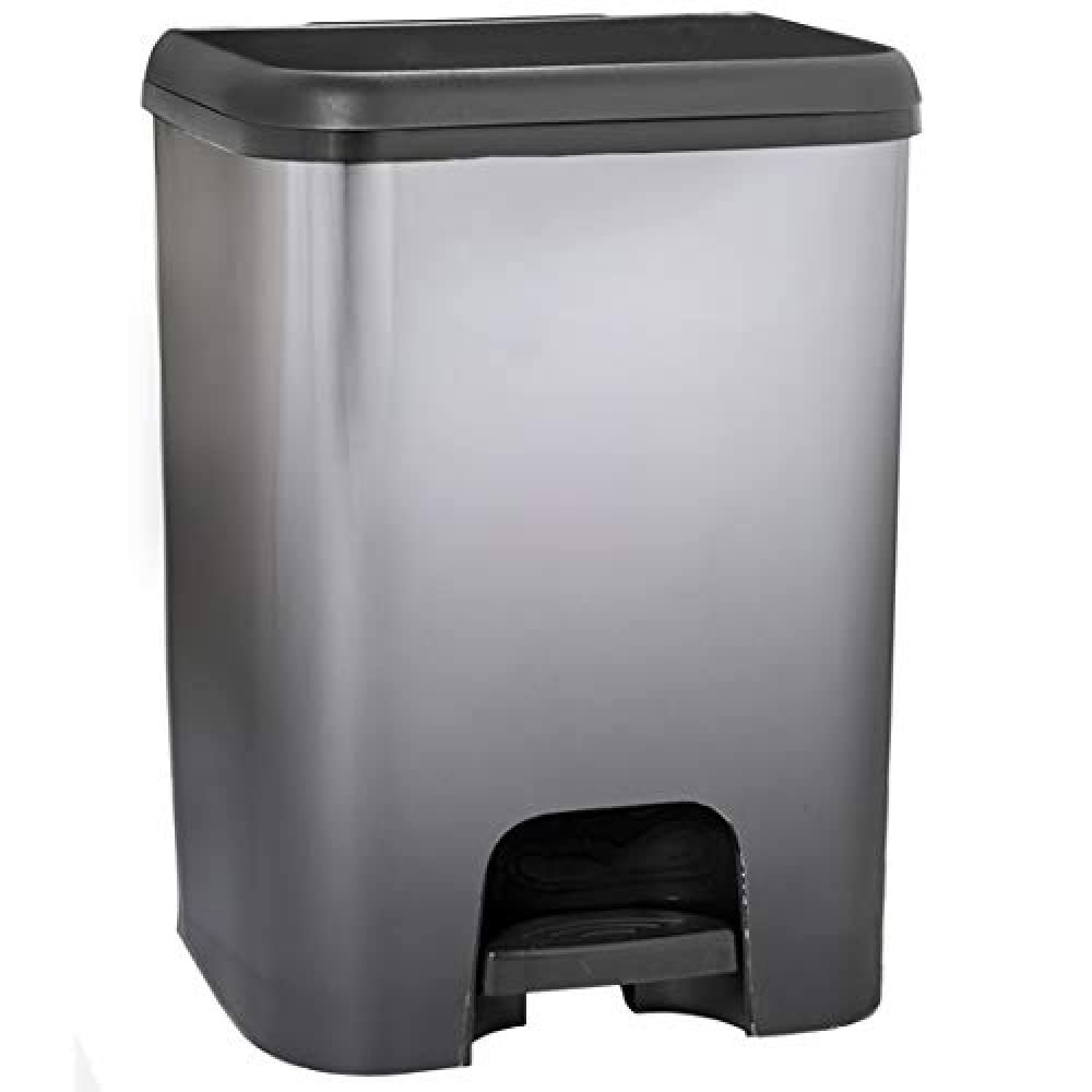 GREAT PLASTIC Class 26 Liter Pedal bin in Metallic, Black/White, 26 L