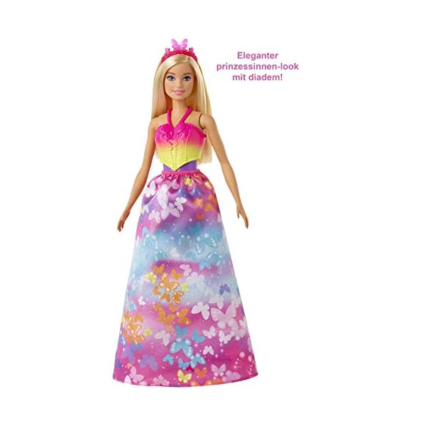 Barbie GJK40 - Dreamtopia 3-in-1 Fantasie Spielset, Puppe (blond) mit 3 Outfits und Zubehör: Fee, Meerjungfrau und Prinzessin, Spielzeug ab 3 Jahren – Bild 4