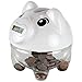 Lily's Home Kid's Money Counting Piggy Digital Coin Bank, Counts U.S. Pennies, Nickels, Dimes, Quarters, Half Dollars, and Dollar Coins, for Learning or Play, White (5.5