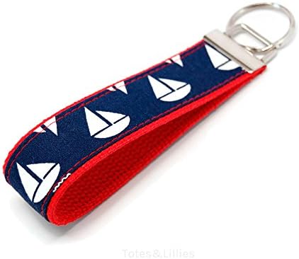 Sailboat Keychain Fabric Key Fob Free Shipping