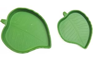 Goxfaca 2 Pcs Leaf Reptile Water Dish, Reptile Water Bowl, Tortoise Habitat Accessories, Bearded Dragon Water Bowl, Pet Food 