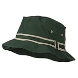 Striped Hat Band Fisherman Bucket Hat - Green Khaki L-XL
