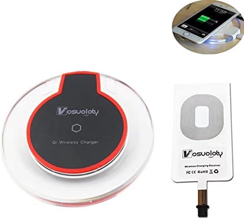 iPhone Qi Wireless Charging Kit with Qi Charger Pad and 1A Qi Wireless Receiver (Lightning Port) for iPhone 7 plus, 7, 6, 6s,6 plus, 6s Plus, 5, 5S, 5C, SE (Black)