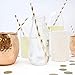 Just Artifacts 100pcs Premium Striped Paper Straws (Striped, Metallic Rose Gold)