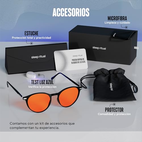 Sleep Ritual Lentes para Dormir Unisex. Lentes para Computadora, Celular o Tablet Nocturnos con Filtro de Luz Azul Avanzado con bloqueo del 97%.