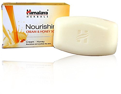 Herbal Bar Soaps - ALL Natural - Best Natural Skin Moisturizer - Made with 100% Aromatherapy Essential Oils - Antifungal - Antibacterial - Anti Aging - Anti Acne - Each 2.65 Ounces - Pack of 4 (10.6 Ounces) - Himalaya Herbals (Honey and Cream Soap)