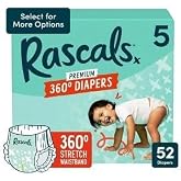 Rascal + Friends Premium 360 Absorbent Pull-On Diapers Comeloon, Size 5, 52 Count,