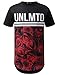 URBANCREWS Mens Hipster Hip Hop Unlmtd Floral Graphic Longline T-shirt BLK, XL