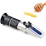 Honey Refractometer for Honey Moisture, Brix and Baume, 3-in-1 Uses, 58-90% Brix Scale Range Honey Moisture Tester, with ATC, Ideal for Honey, Maple Syrup, and Molasses, Bee Keeping Supplies