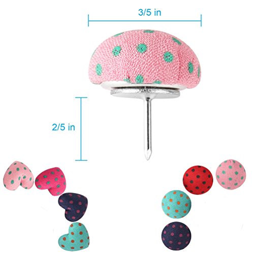 NUOLUX 36pcs Cute Thumbtack Pushpins Polka Dots Heart Shape Pins Decorative DIY Tool for School Home and Office Use (Random Color) - Thumbnail 3