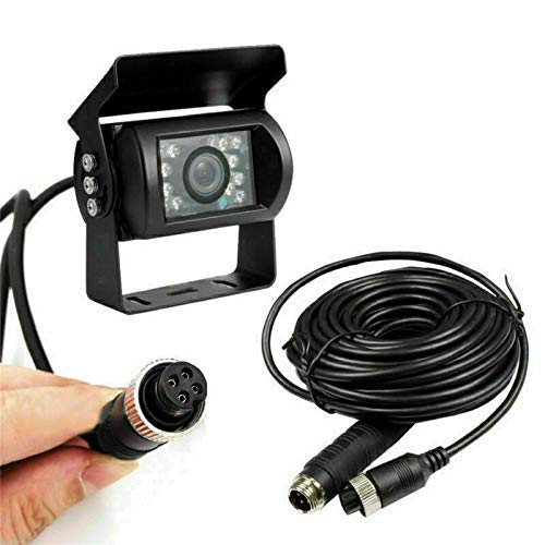 Riloer 4 Pin CCD Reversing Backup Camera, with 10m Cable Kit, with Night Vision for Trucks Caravans Buses Motorhomes Horse Trailer