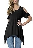 Mounblun Women Plus Size Solid Basic Flowy Tank Tops Summer Short Sleeve Tunic Black XL
