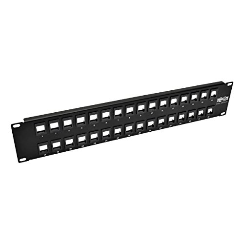 Tripp Lite 32-Port Keystone Blank Patch Panel RJ45, USB, HDMI, Cat5e / Cat6 Rackmount Unshielded 2URM TAA (N062-032-KJ)
