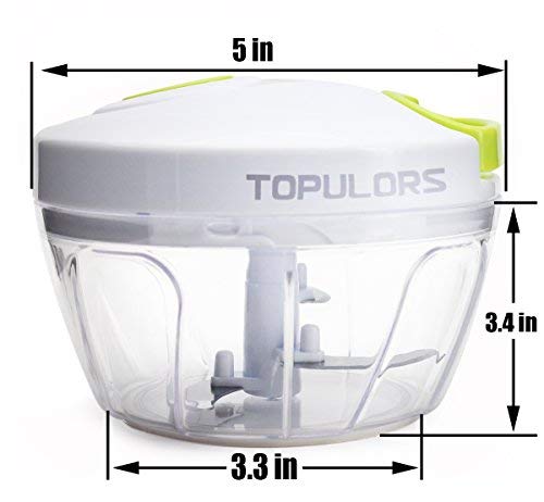 TOPULORS 2019 Manual Food Chopper Hand-Powered Food Chopper Compact Handheld Onion Chopper, Garlic Squeezer, Ginger Slicer, Pepper Cut, Herbs Chop, Cheeses Chopper Masher