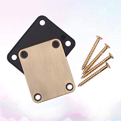 Milisten 2pcs Electric Guitar Neck Plates with 4pcs Screws for Strat Tele Guitar Jazz Bass Replacement Parts Accessories (Brass)