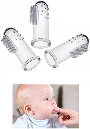Baby Finger Toothbrush for Babies & Toddlers, Kids Love Them - Food Grade Silicone Finger Toothbrush, Clear, Soft Bristles, Train Your Child Healthy Oral Habits (Pack of 3)