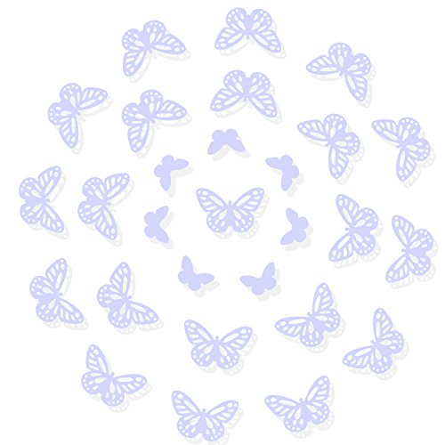 Luxbon 100Pcs 3D Vivid Cardboard Paper Hollow Butterfly Matt Effect Wall Stickers Art Crafts Decals Butterflies Home DIY Improvement Decor Mural Light Purple