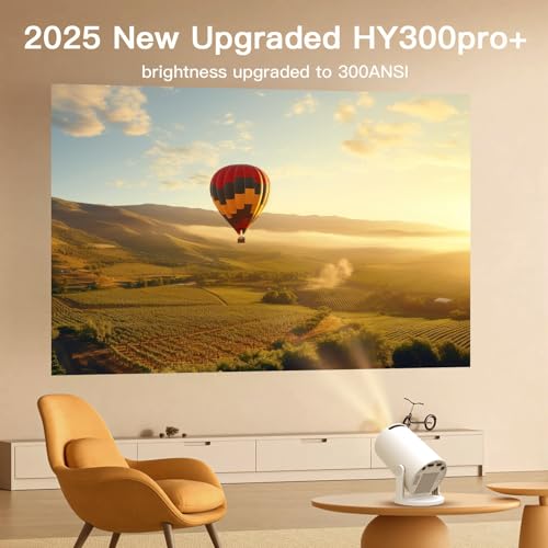 Video Projector with Wi-Fi 6 & Bluetooth 5.4, Built-in Apps Supports 4K Full HD Mini Video Projector, Android 14, Auto Keystone, 2026 Upgraded Projector for HDMI/iPhone/USB White
