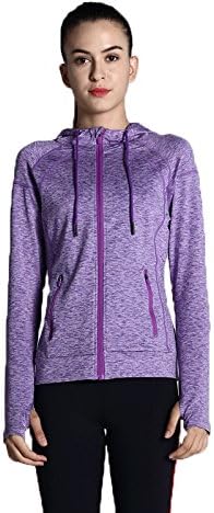 Crafeel Full Zip Workout Track Jackets Slim Fit Sweatshirts For Women(Purple M)