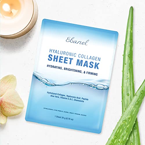 Ebanel 15 Pack Collagen Peptide Hydrating Face Masks, Instant