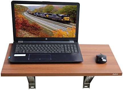 Madhuran Engineered Wood Wall Mounted Study Laptop Table Stand (Matte, Teak) / Home Writing Computer Office Work Students Adults Multipurpose Living Room Kitchen