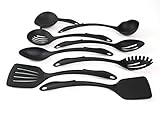 Kitchen Utensil Set Made In USA, 8 Best Kitchen Utensils - Nonstick Cooking Spatula,Nylon Kit, Solid Turner, Slotted Turner, Slotted Spoon, Basting Spoon, Strainer, Spoon Rest, Ladle, Pasta Server