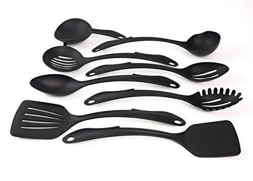 Kitchen Utensil Set Made In USA, 8 Best Kitchen Utensils - Nonstick Cooking Spatula,Nylon Kit, Solid Turner, Slotted Turner, Slotted Spoon, Basting Spoon, Strainer, Spoon Rest, Ladle, Pasta Server