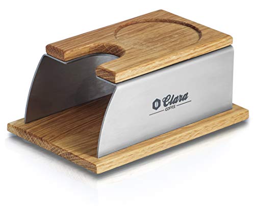 Clara Coffee Tamperstation Holz 51-58mm| Tamper Station aus schönem Holz und Edelstahl für Siebträger: Durch gutes…