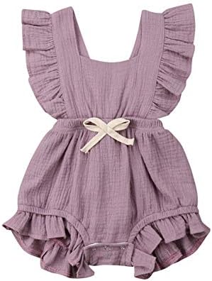 Newborn Ruffle Romper Baby Girl Solid Color Clothing Sleeveless Jumpsuit