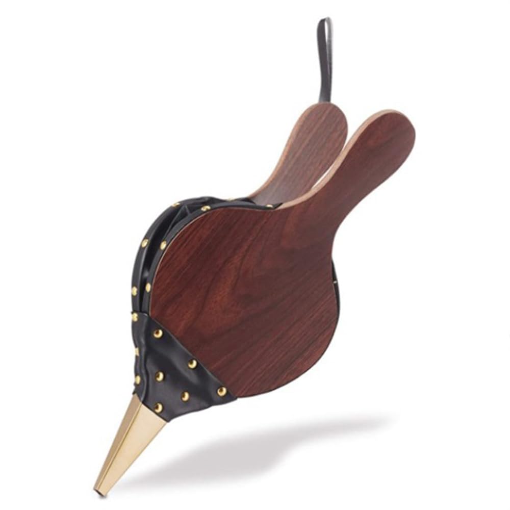 Roysmart Gold-Coloured Decorative Nails, Wooden Fireplace & Grill Bellows, 43 x 19 cm