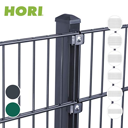 HORI® Doppelstabmattenzaun Komplettset I Höhe 123 cm I Anthrazit I RAL 7016 I mit Klemmhaltern I Zaunlänge 7,5 m – Bild 4