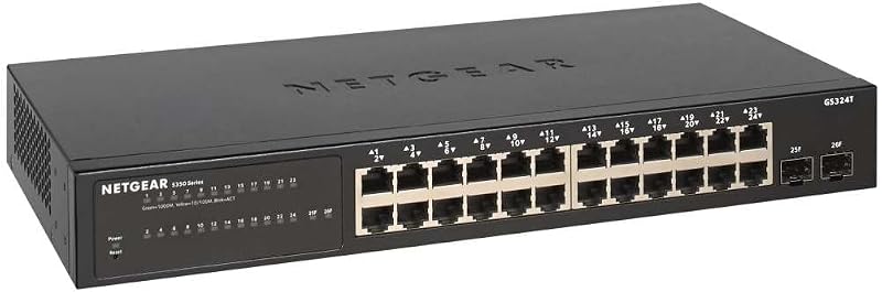 NETGEAR GS324T 24 Port Gigabit Smart Managed Pro Network Switch 2 SFP VLAN QoS