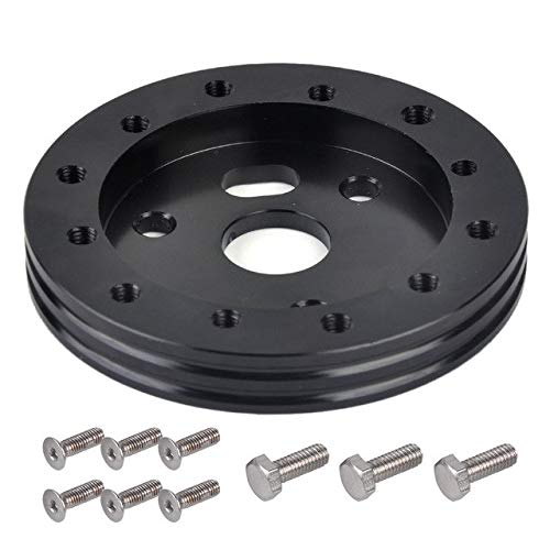 Calap-Store - Aluminum Alloy 0.5"1/2" Car Steering Wheel Hub Spacer Kit Fit for 6 Hole Steering Wheel to 3 Hole Adapter Black/Silver