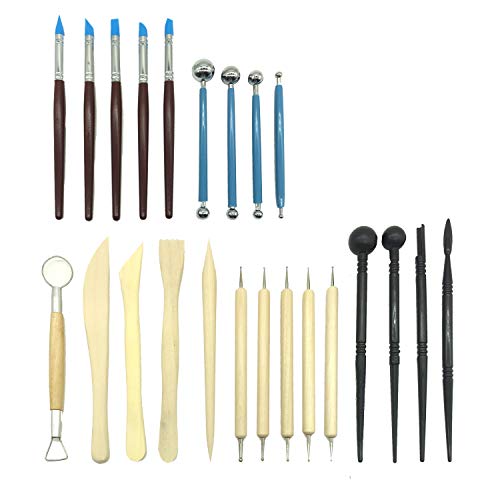 Wartoon 24Pack Sculpting Tools with Reusable Pouch for Polymer Clay Pottery Ceramic Art Craft