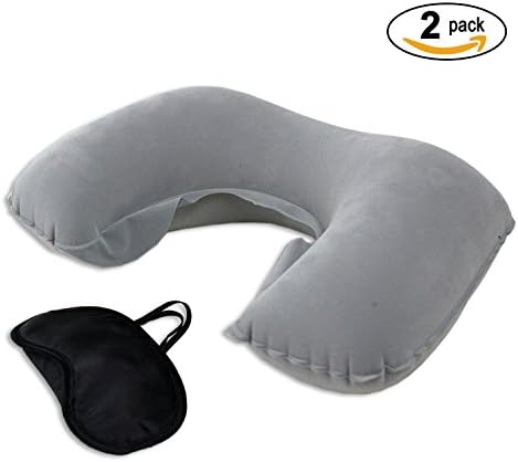 2 of MedAttic Ultra Soft Inflatable Travel Neck Pillow with Bonus Free Eye Mask Perfect Companion Suitable for Airplane, Bus, Train Travel with Neck, Back Support