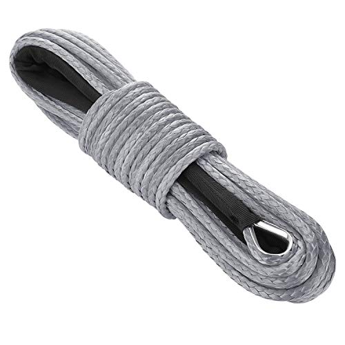 NELOMO 50'x1/4" Strong Durable Synthetic Winch Rope 7000-7700 LBS Black Fastness for ATV UTV KFI Vehicle Car Motorcycle (Black, 1/4") - Thumbnail 7