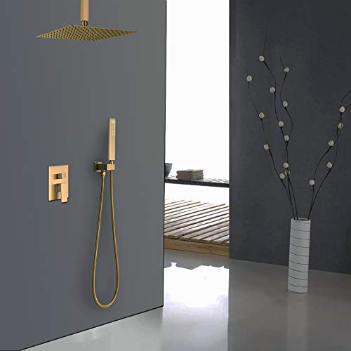 Iriber Champagne Bronze Ceiling Mount Rain Shower System with 12 Inch