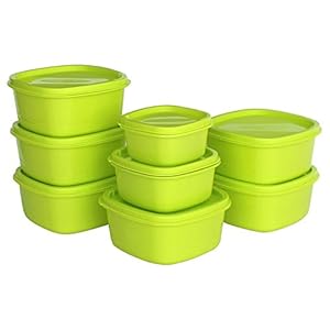 Princeware – 5709-GN Plastic Storage Container Set, 8-Pieces, Green
