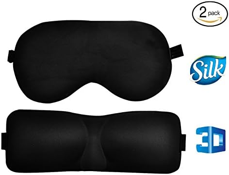 Sleep Mask 3D Square Eyeshade 2-Pack 3-5mins Fall Asleep with Velcro Design for Nighttme, Lunch break(black)